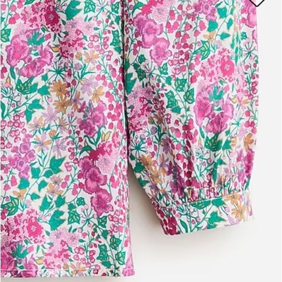 J CREW Liberty Floral Pink and Green Cotton Blouse NWT  XSMALL - Picture 5 of 16